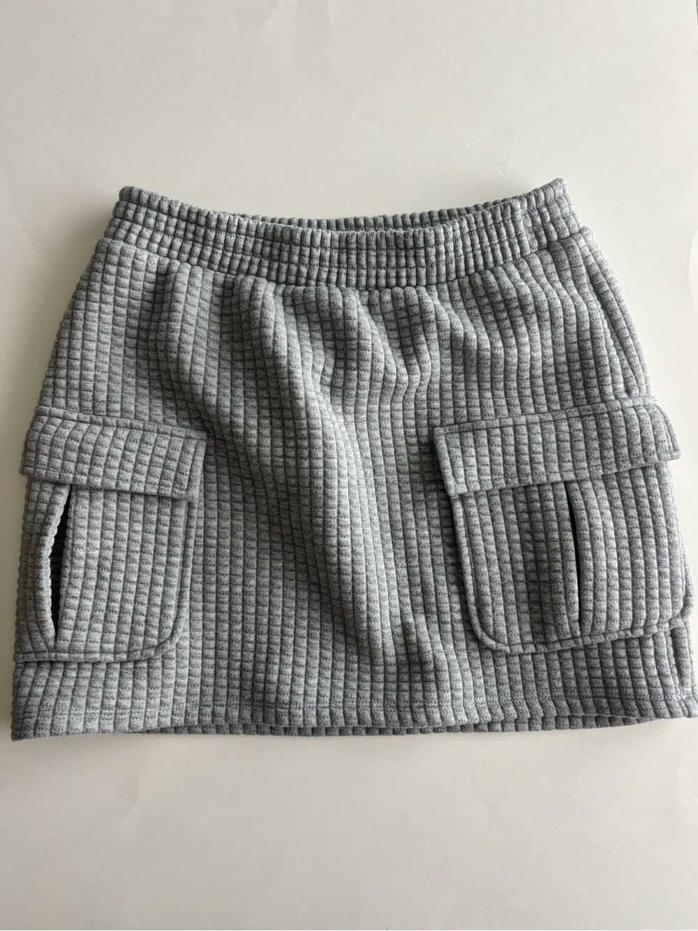 Blanc Clothing Women’s Quilted Pocket Mini Skirt - Light Gray